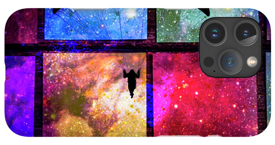 Paragliding Silhouette and Boxed Art - Phone Case