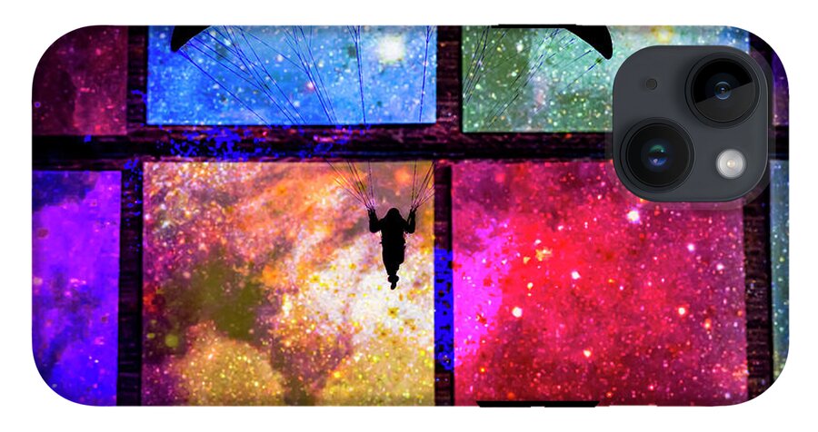 Paragliding Silhouette and Boxed Art - Phone Case