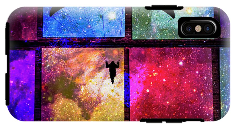 Paragliding Silhouette and Boxed Art - Phone Case