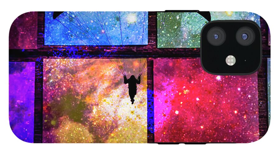 Paragliding Silhouette and Boxed Art - Phone Case