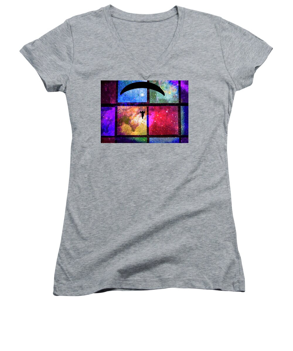 Paragliding Silhouette and Boxed Art - Women's V-Neck