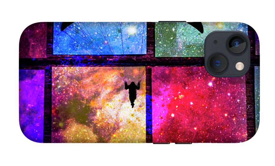 Paragliding Silhouette and Boxed Art - Phone Case