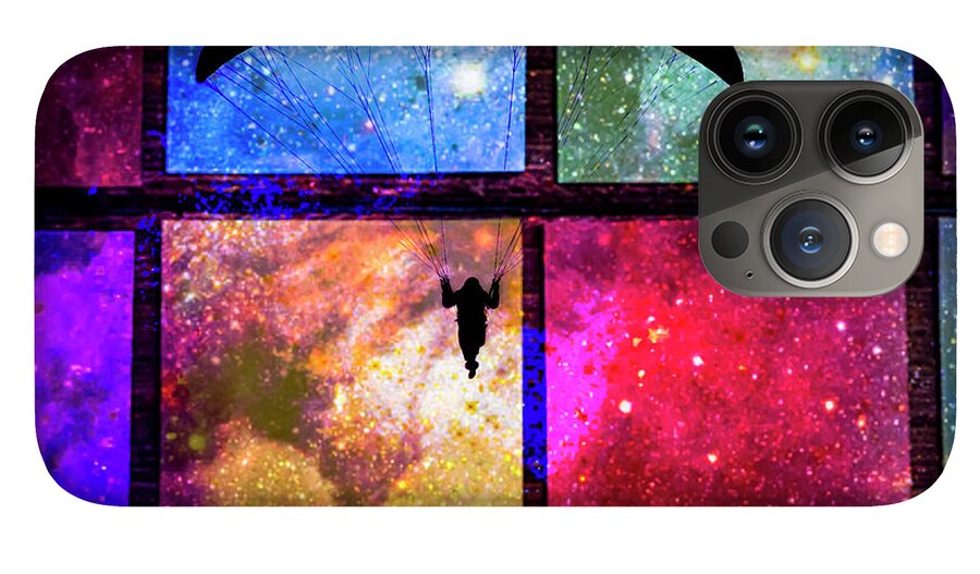 Paragliding Silhouette and Boxed Art - Phone Case