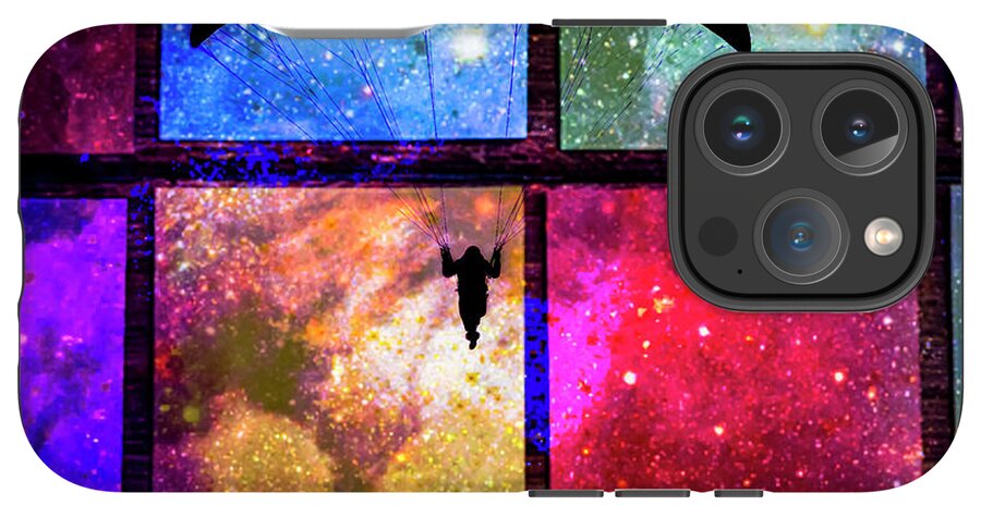 Paragliding Silhouette and Boxed Art - Phone Case