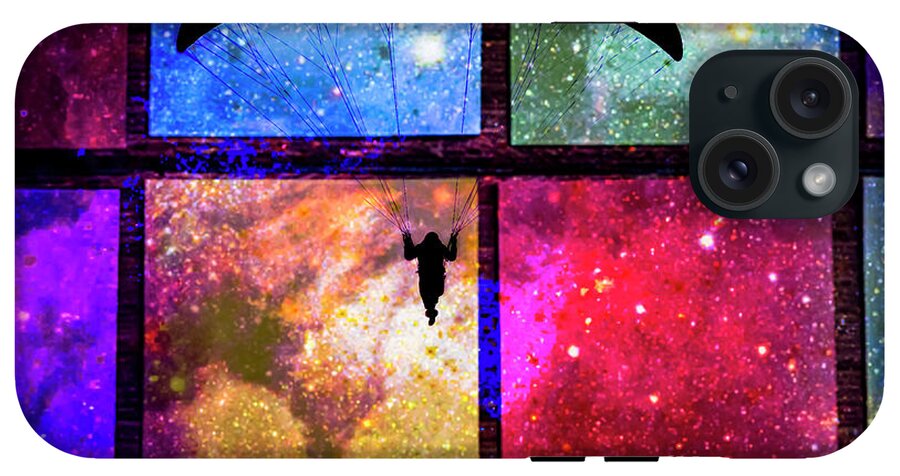 Paragliding Silhouette and Boxed Art - Phone Case