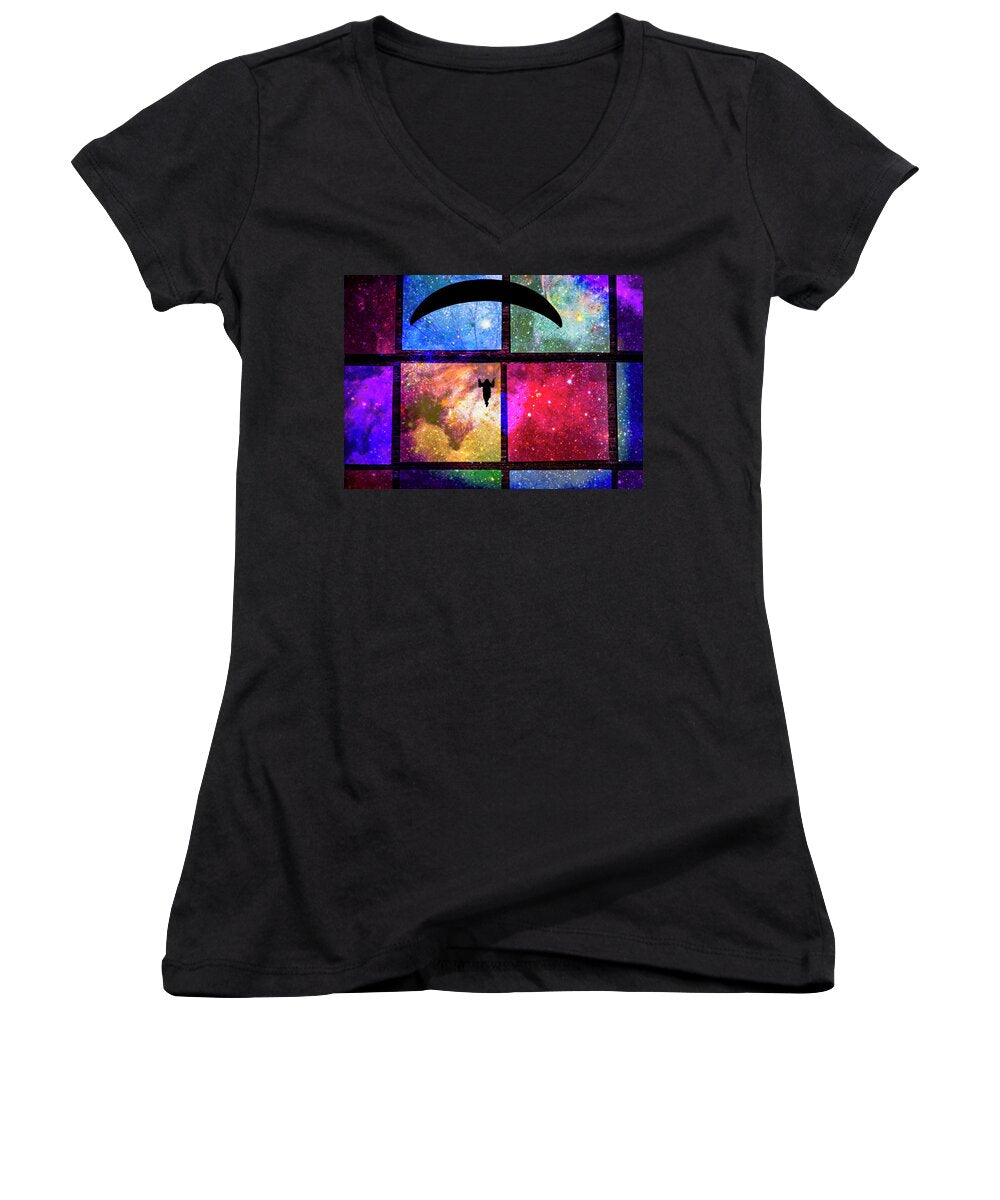 Paragliding Silhouette and Boxed Art - Women's V-Neck