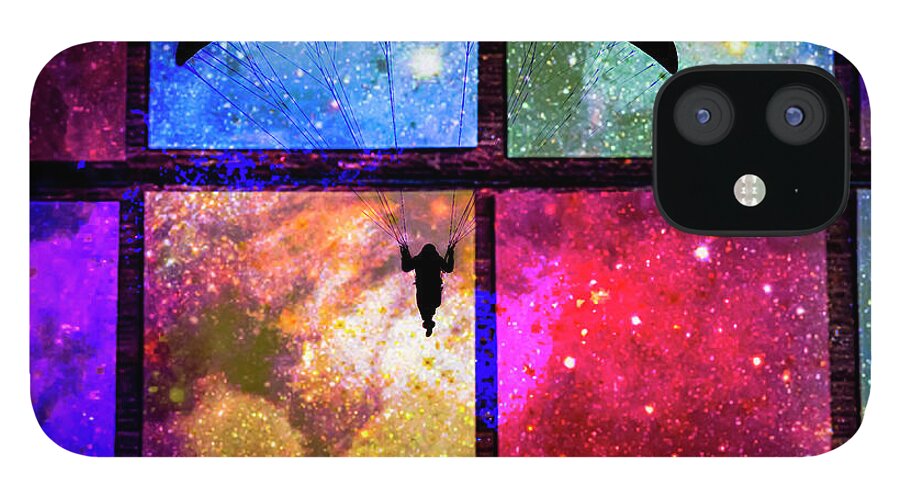 Paragliding Silhouette and Boxed Art - Phone Case
