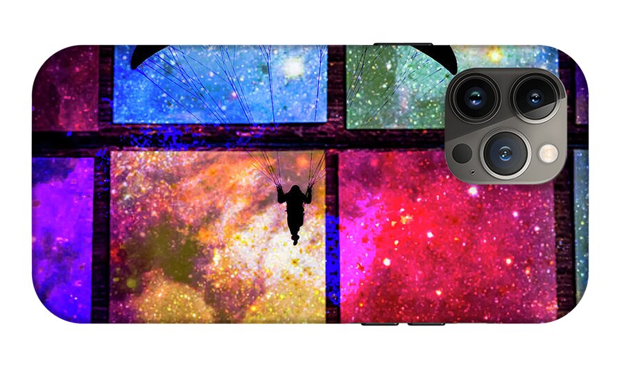 Paragliding Silhouette and Boxed Art - Phone Case