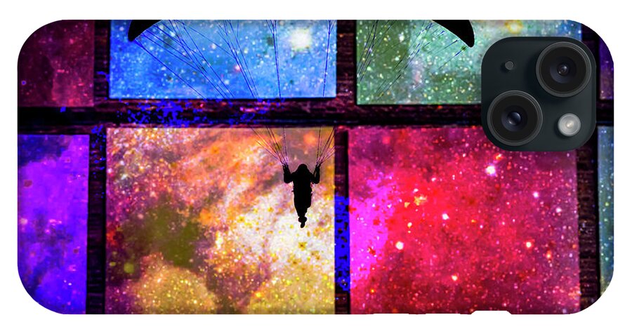 Paragliding Silhouette and Boxed Art - Phone Case