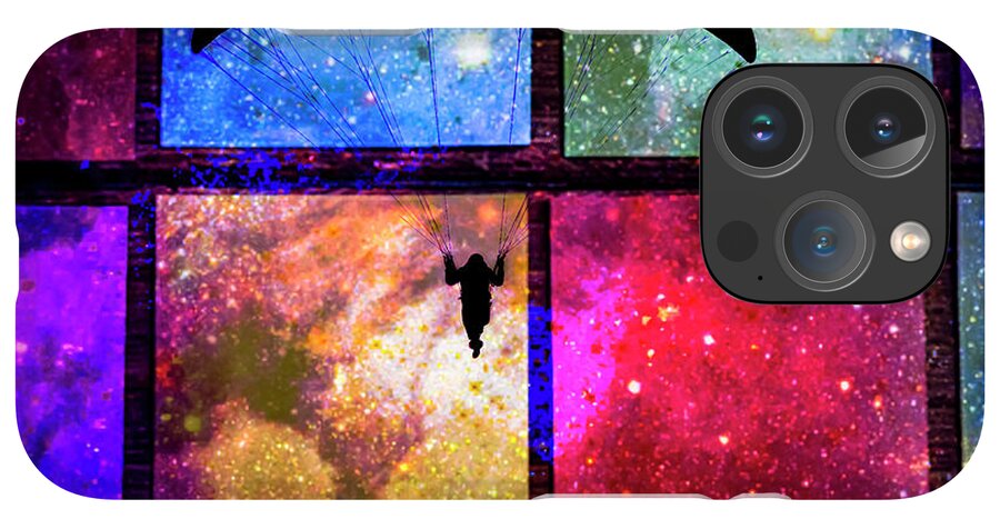 Paragliding Silhouette and Boxed Art - Phone Case