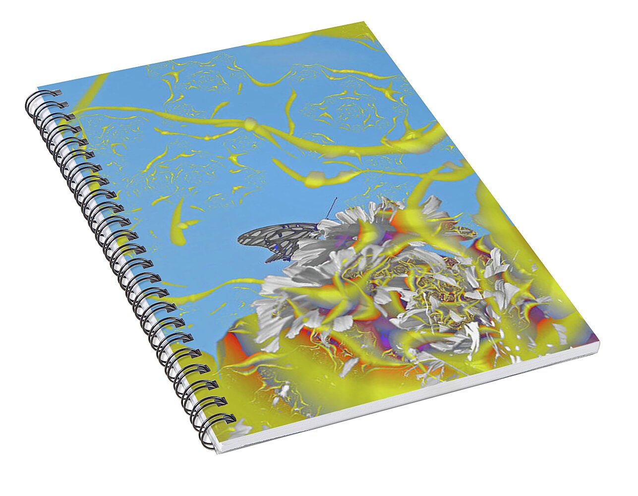 Plastered Yellow and Butterfly Landscape - Spiral Notebook