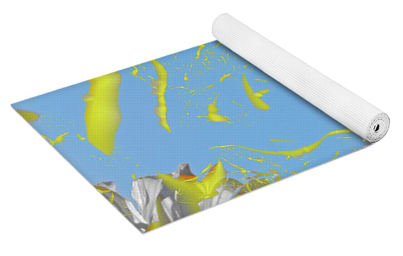 Plastered Yellow and Butterfly Landscape - Yoga Mat