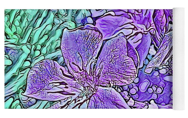Purple Flowers Textured Art - Yoga Mat