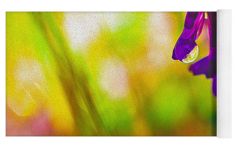 Purple Flowers with a Water Drop - Yoga Mat