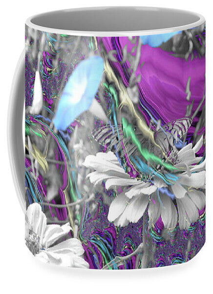 Purple Fractals and Butterly in a Garden - Mug