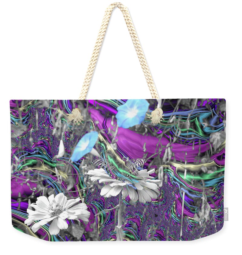Purple Fractals and Butterly in a Garden - Weekender Tote Bag