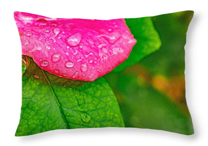 Rose Petal with Raindrops - Throw Pillow