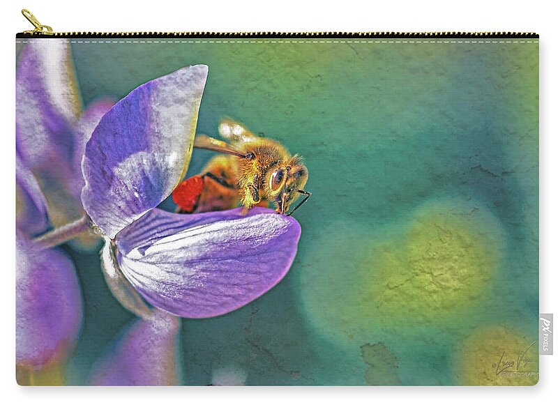 Rough Art Wall Layer of a Bee on a Flower - Zip Pouch