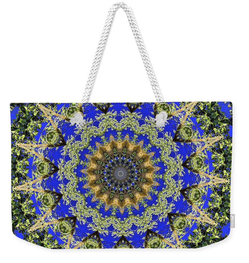 Royal Blue and Green Pattern Fragments Mandala - Weekender Tote Bag