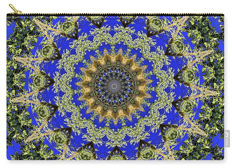 Royal Blue and Green Pattern Fragments Mandala - Zip Pouch
