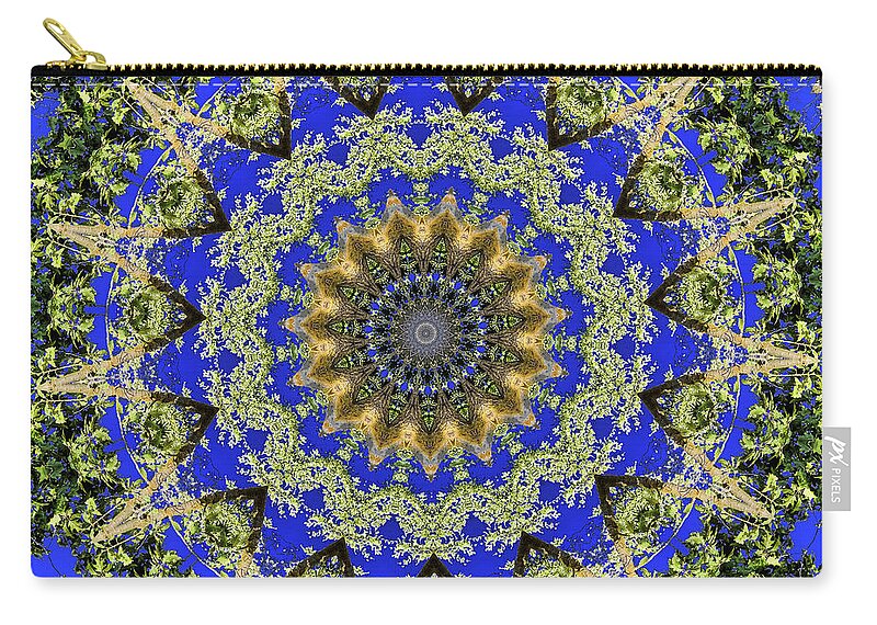 Royal Blue and Green Pattern Fragments Mandala - Zip Pouch