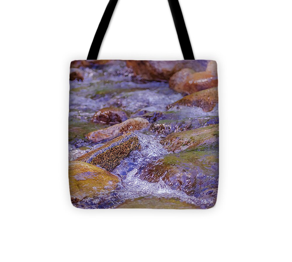 Rushing River and Rocks - Tote Bag