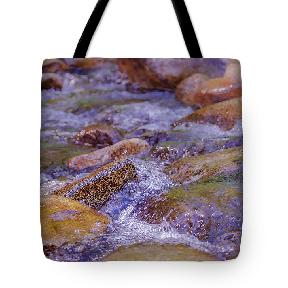 Rushing River and Rocks - Tote Bag