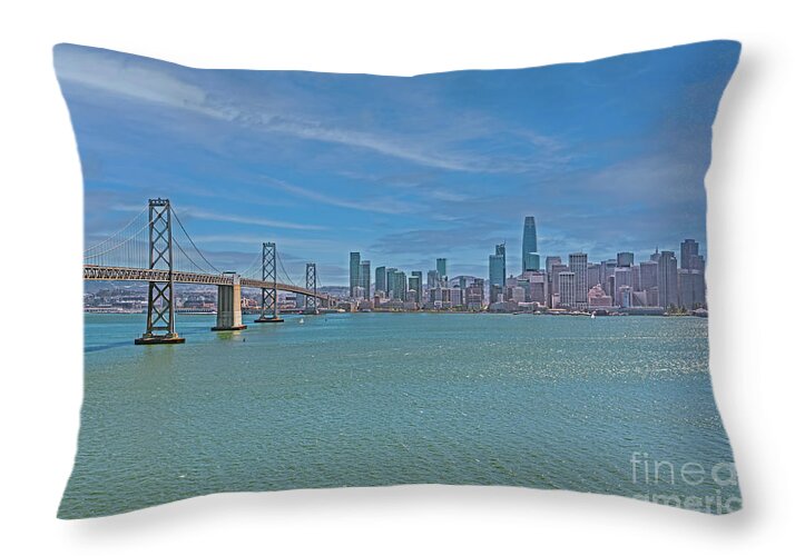 Oakland Bay Bridge and San Francisco Cityscape - Throw Pillow