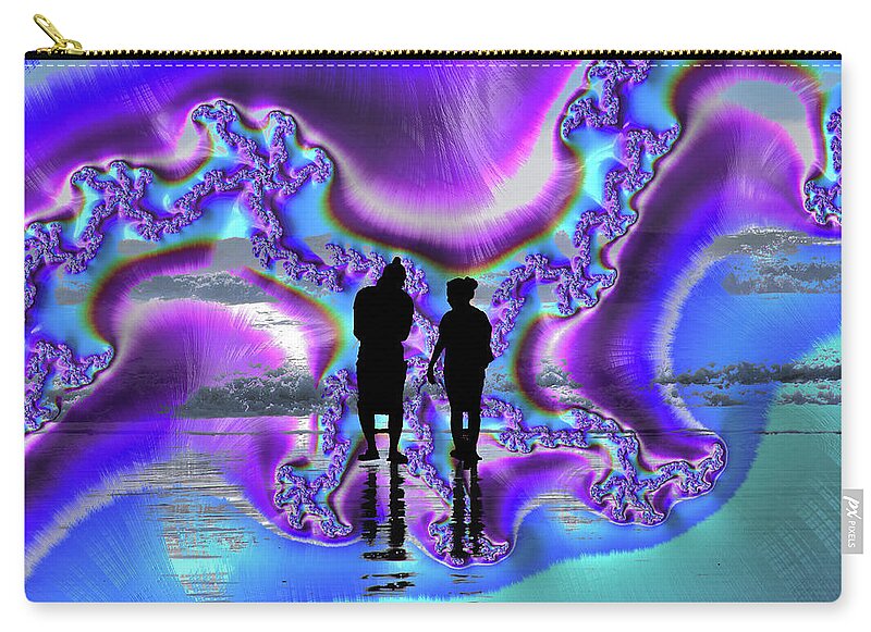 Silhouette of Couple in the Beach Artistic Image - Zip Pouch