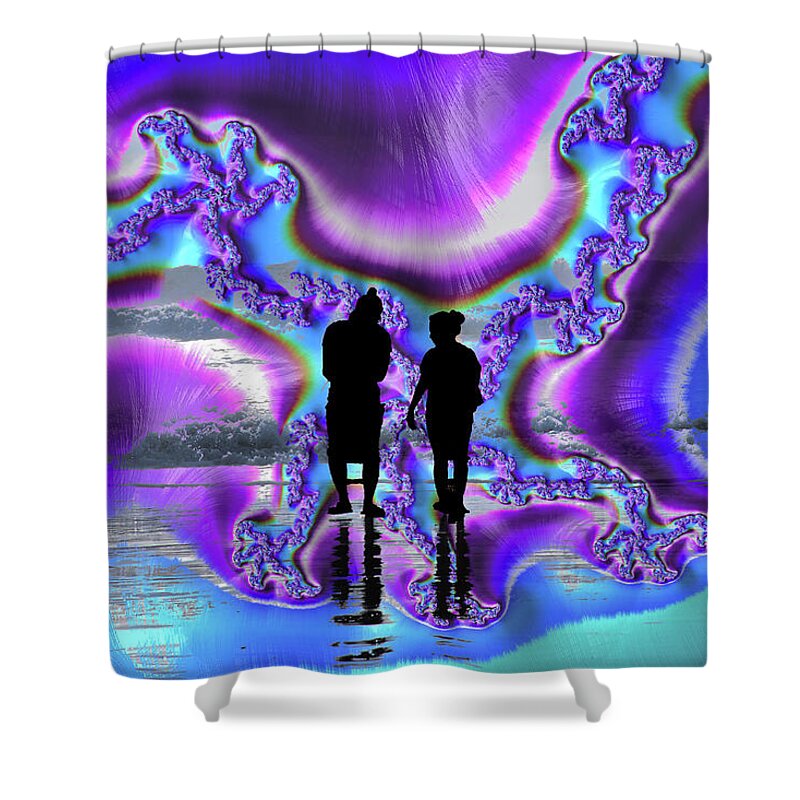 Silhouette of Couple in the Beach Artistic Image - Shower Curtain