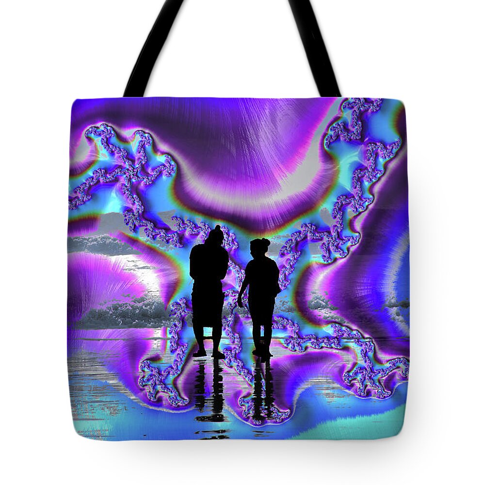 Silhouette of Couple in the Beach Artistic Image - Tote Bag