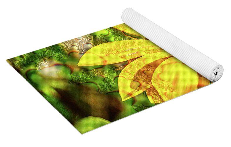 Single Yellow Flower with Waterdrops Overlay - Yoga Mat