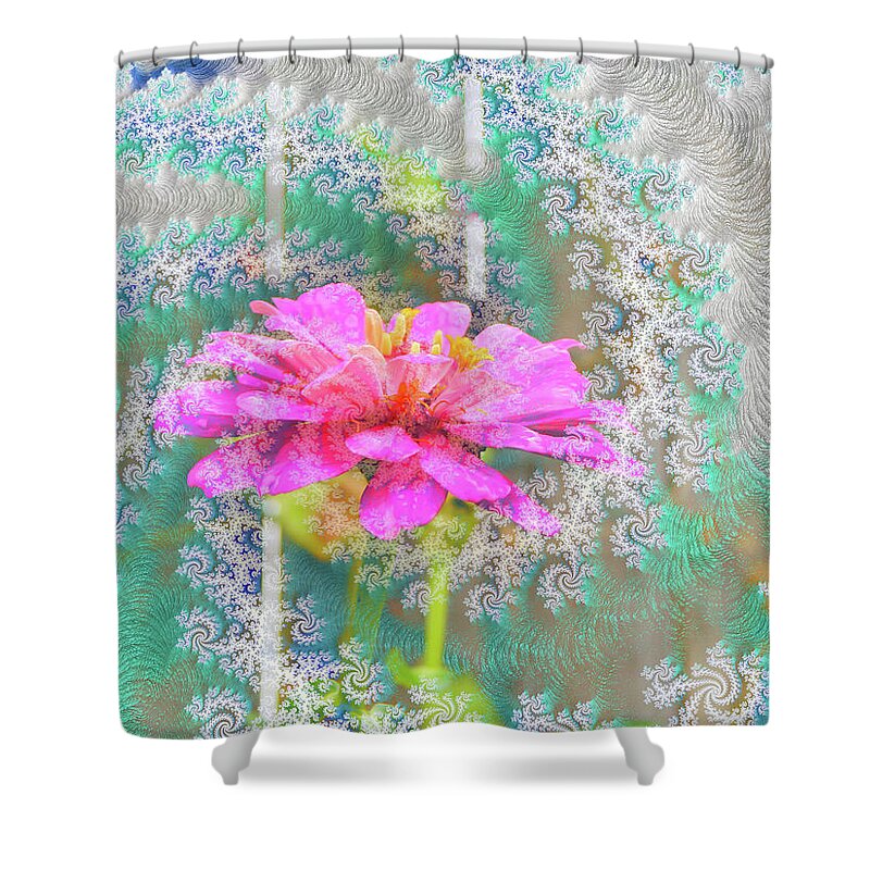 Snowy Magenta Flower Abstract - Shower Curtain