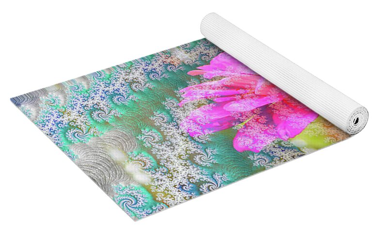 Snowy Magenta Flower Abstract - Yoga Mat