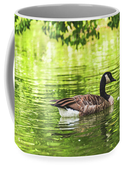 Solitary Goose on Tranquil Pond - Mug