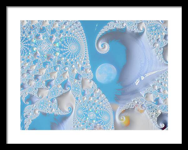 Sophisticated Spirals of White into the Moon and Sky - Framed Print