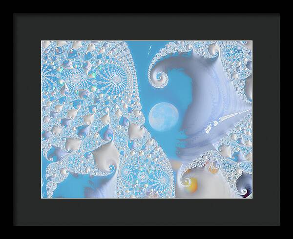 Sophisticated Spirals of White into the Moon and Sky - Framed Print