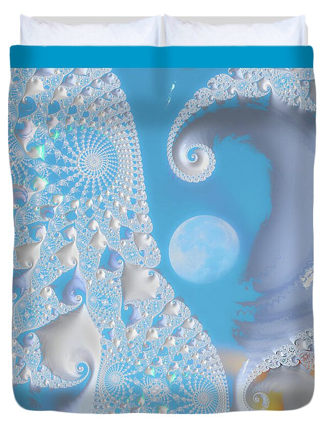 Sophisticated Spirals of White into the Moon and Sky - Duvet Cover