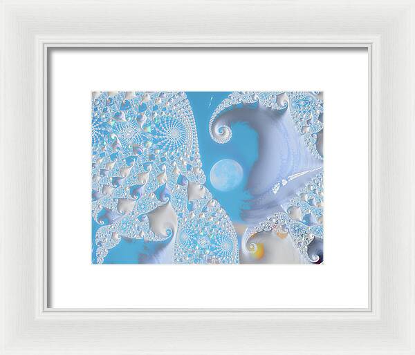 Sophisticated Spirals of White into the Moon and Sky - Framed Print