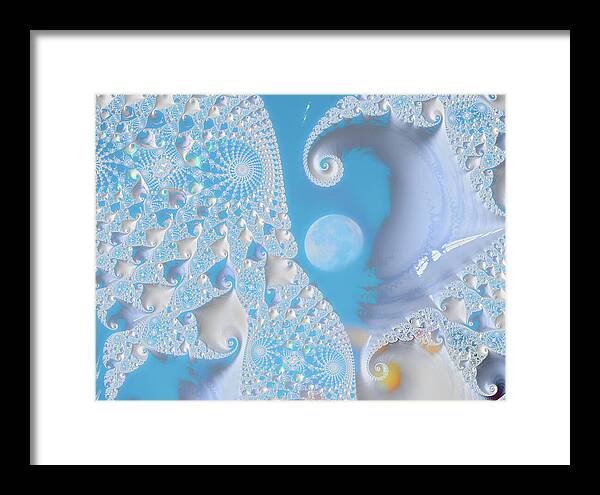 Sophisticated Spirals of White into the Moon and Sky - Framed Print