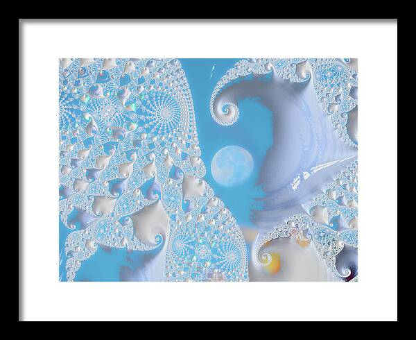 Sophisticated Spirals of White into the Moon and Sky - Framed Print