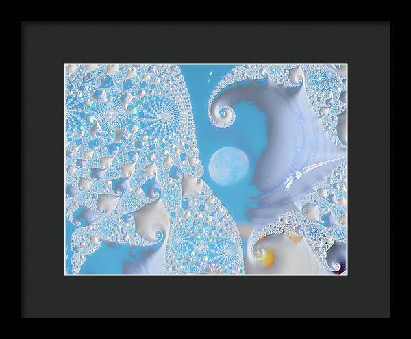 Sophisticated Spirals of White into the Moon and Sky - Framed Print