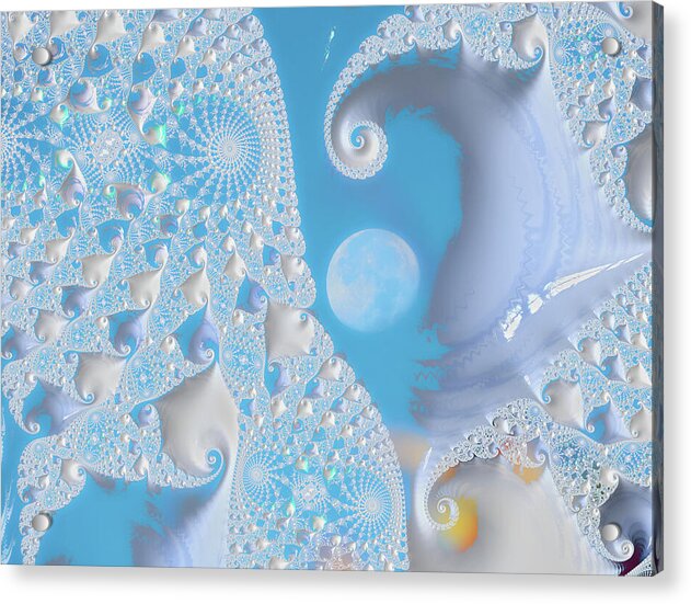 Sophisticated Spirals of White into the Moon and Sky - Acrylic Print