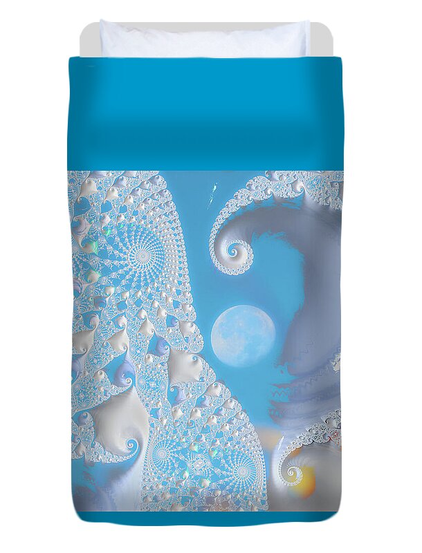 Sophisticated Spirals of White into the Moon and Sky - Duvet Cover