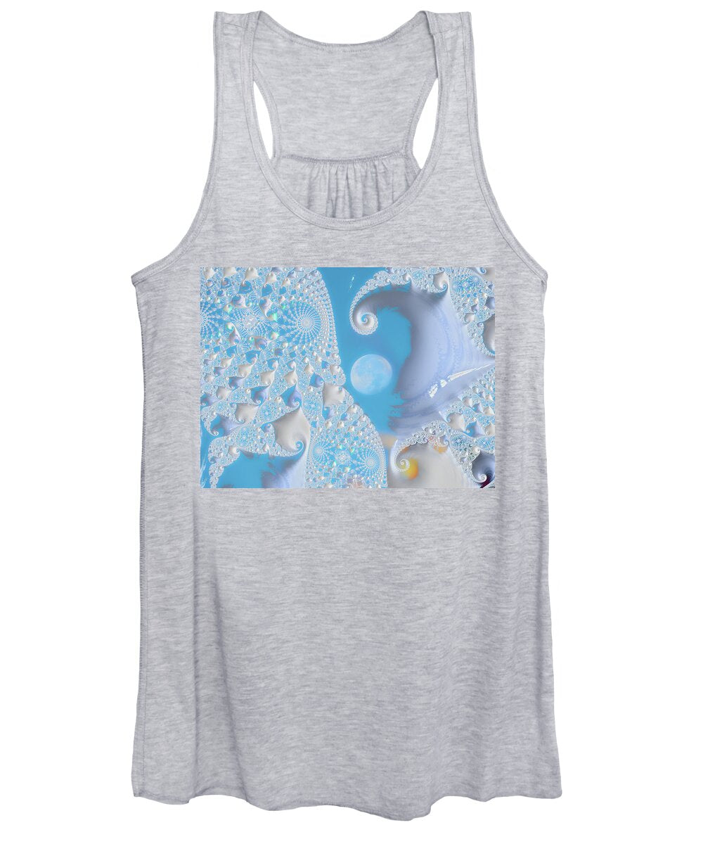 Sophisticated Spirals of White into the Moon and Sky - Women's Tank Top