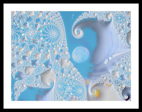 Sophisticated Spirals of White into the Moon and Sky - Framed Print