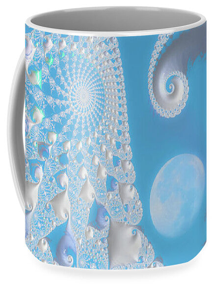 Sophisticated Spirals of White into the Moon and Sky - Mug