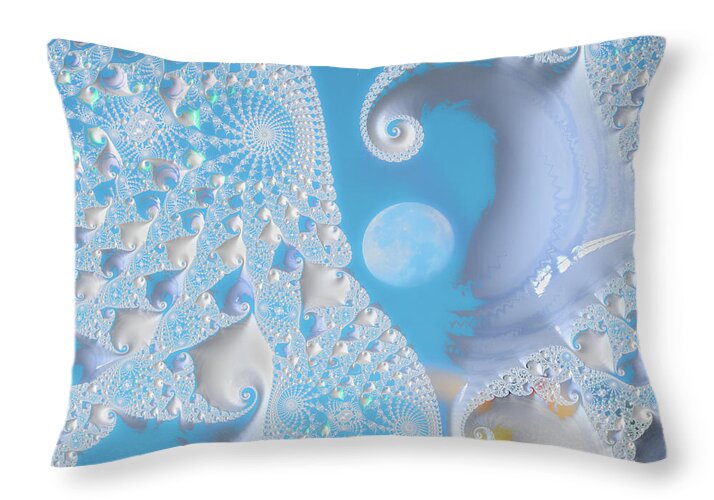 Sophisticated Spirals of White into the Moon and Sky - Throw Pillow
