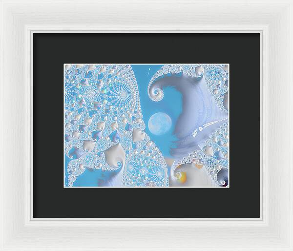 Sophisticated Spirals of White into the Moon and Sky - Framed Print