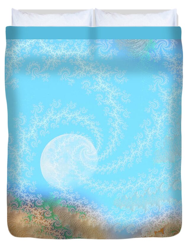 Spirals of White into the Moon and Sky - Duvet Cover